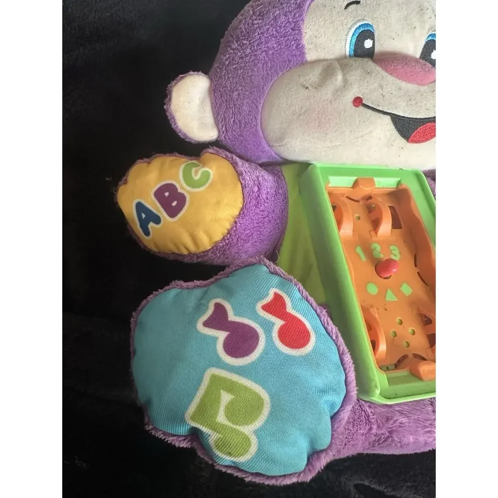 Purple Plush Monkey Baby Activity Toy w/ Alphabet Numbers & Shapes Panel